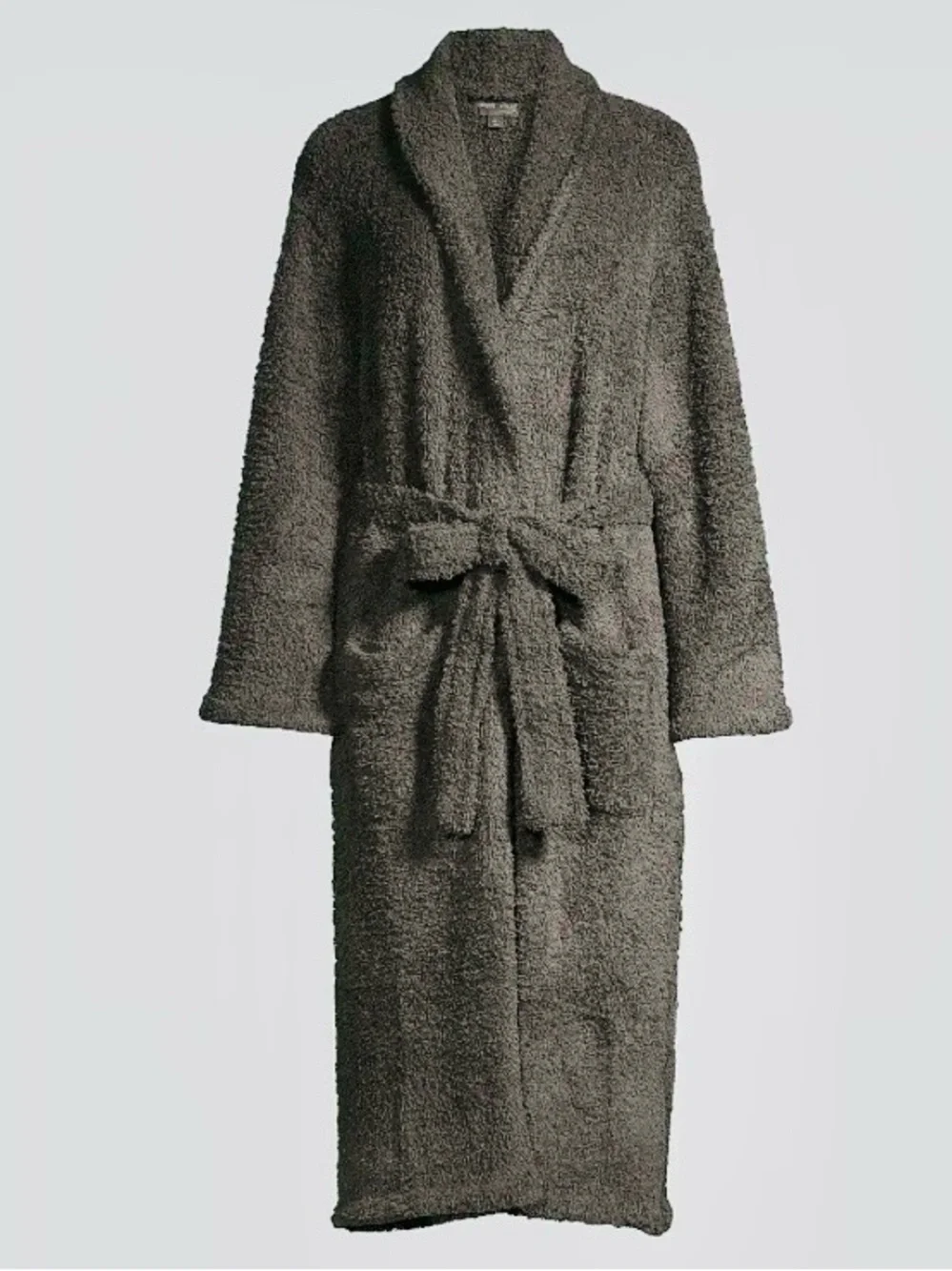 Barefoot Dreams Gray Plush Shawl-Collar Long Robe